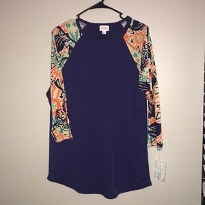 NWT LulaRoe simply comfortable randy 3/4 multi-color sleeve baseball tee size XL